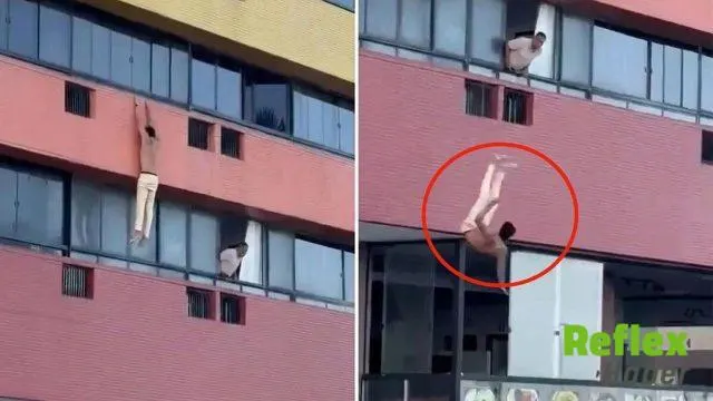 Otel penceresinden çıkmaya çalışan adam metrelerce yükseklikten düştü